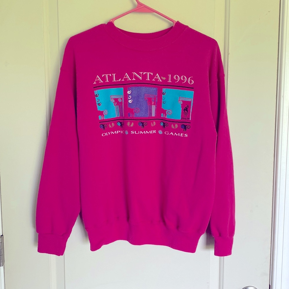 Vintage Pink 1996 Olympics Atlanta Summer Games Hanes Sweatshirt Size M